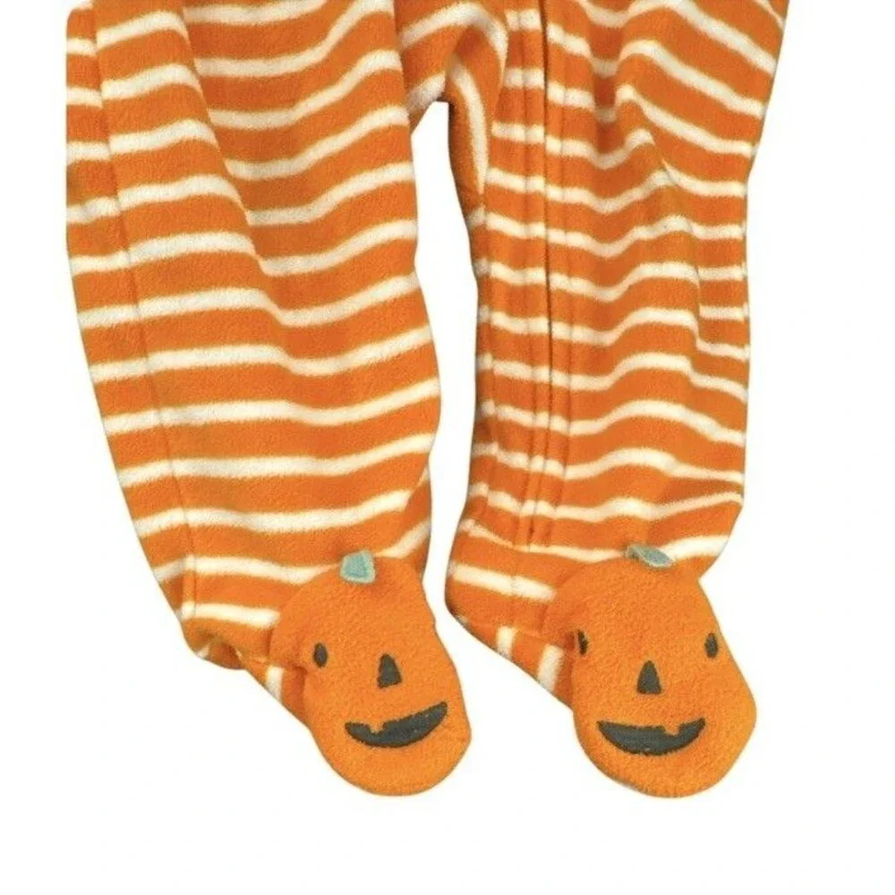Carter’s Pumpkin Halloween 🎃 Just One You Striped One Piece Zip Singlet Size 6M - Picture 4 of 4